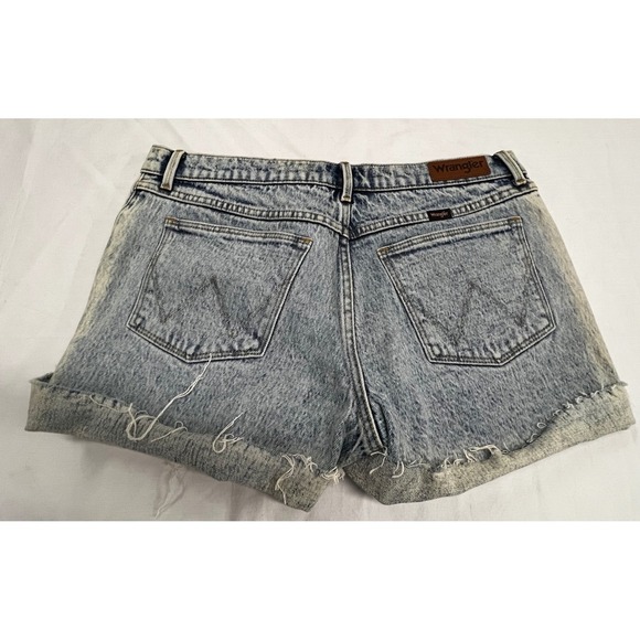 Wrangler High Rise Denim Shorts Acid Wash Distressed Cuffed Womens Size 25 - Picture 4 of 4